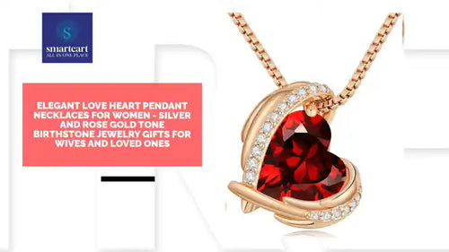 Elegant Love Heart Pendant Necklaces for Women - Silver and Rose Gold Tone Birthstone Jewelry Gifts for Wives and Loved Ones by@Outfy